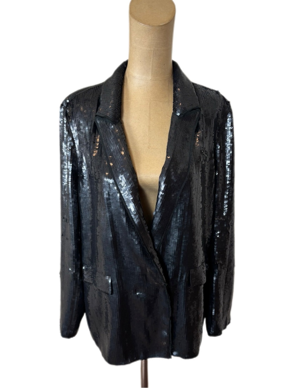 Joie Diandra Sequin Tuxedo Blazer Jacket Caviar Black Size 8 $495 Holiday